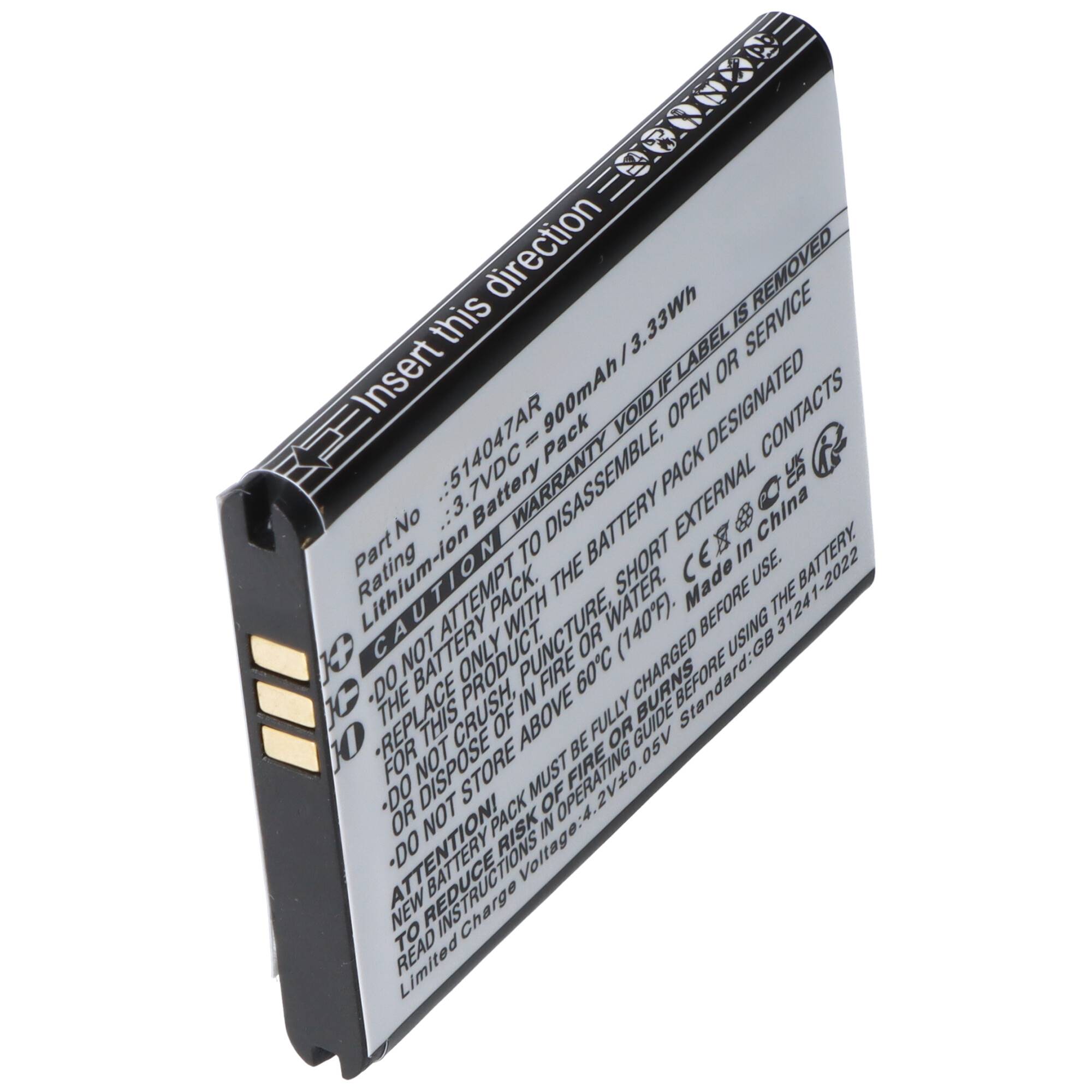 Akku passend für Panasonic KX-TU446, KX-TU456, ersetzt Panasonic 514047AR Akku, 3,7V 900mAh