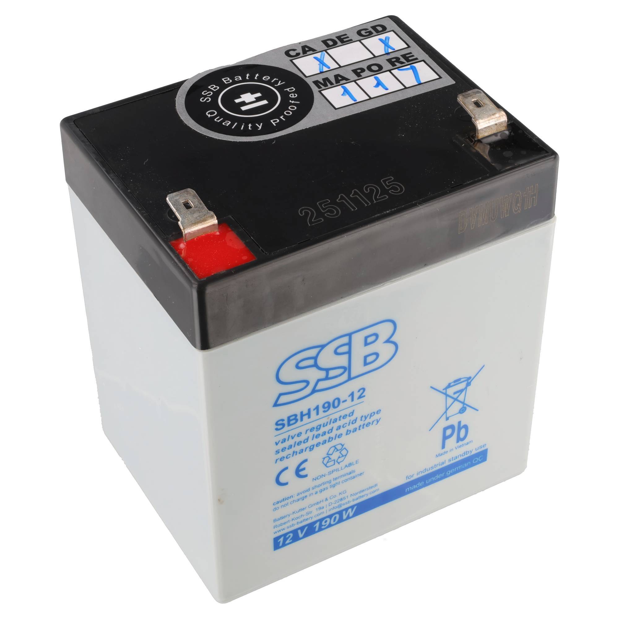 SSB Blei Akku SBH190-12 für Hochstromanwendung 12.0V 5.0Ah
