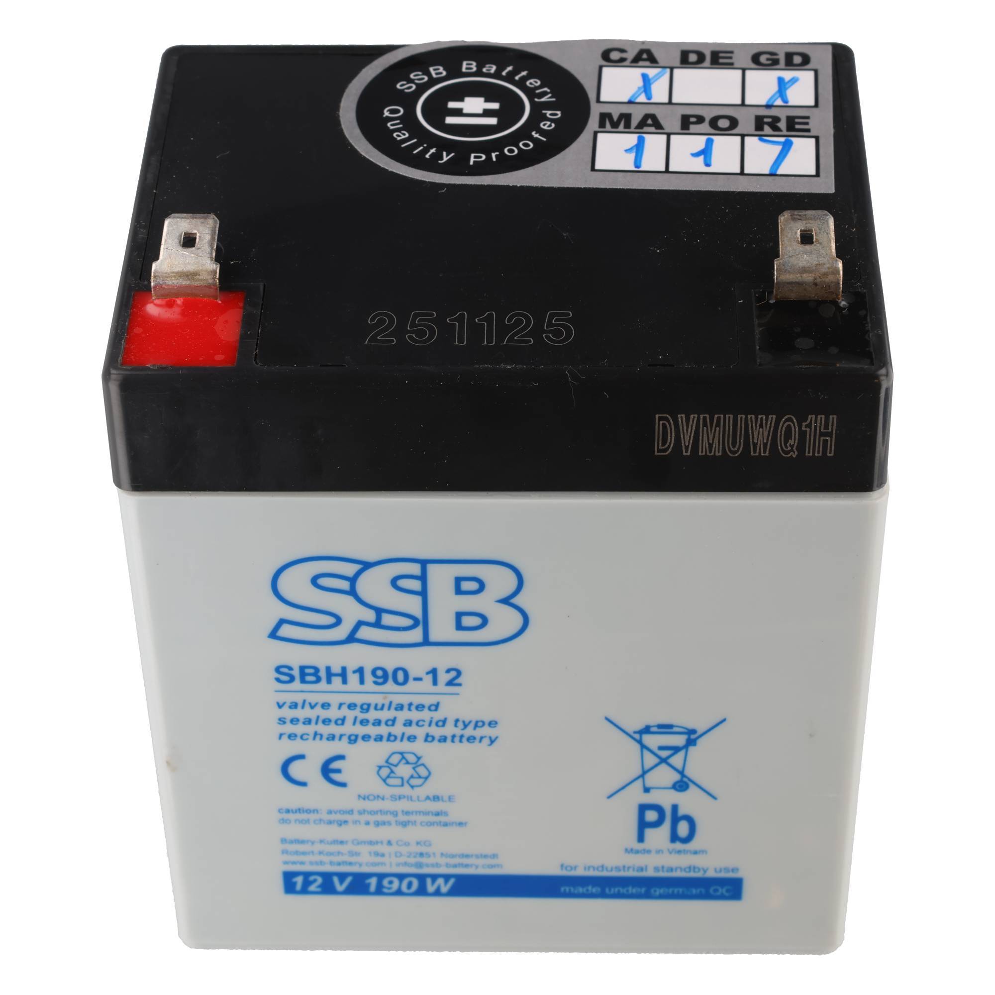 SSB Blei Akku SBH190-12 für Hochstromanwendung 12.0V 5.0Ah