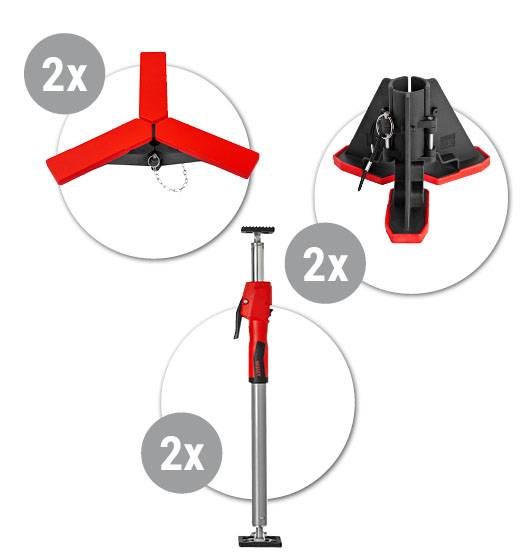 BESSEY Montageset 2 - 2x Deckenstütze STE90 57,5-91cm + 2x Stativ STE-KBS + 2x Deckenstativ STE-DS STE90-SET