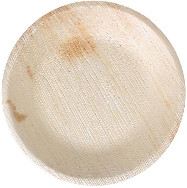 30x runder Teller aus Palmblatt Größe 23 cm