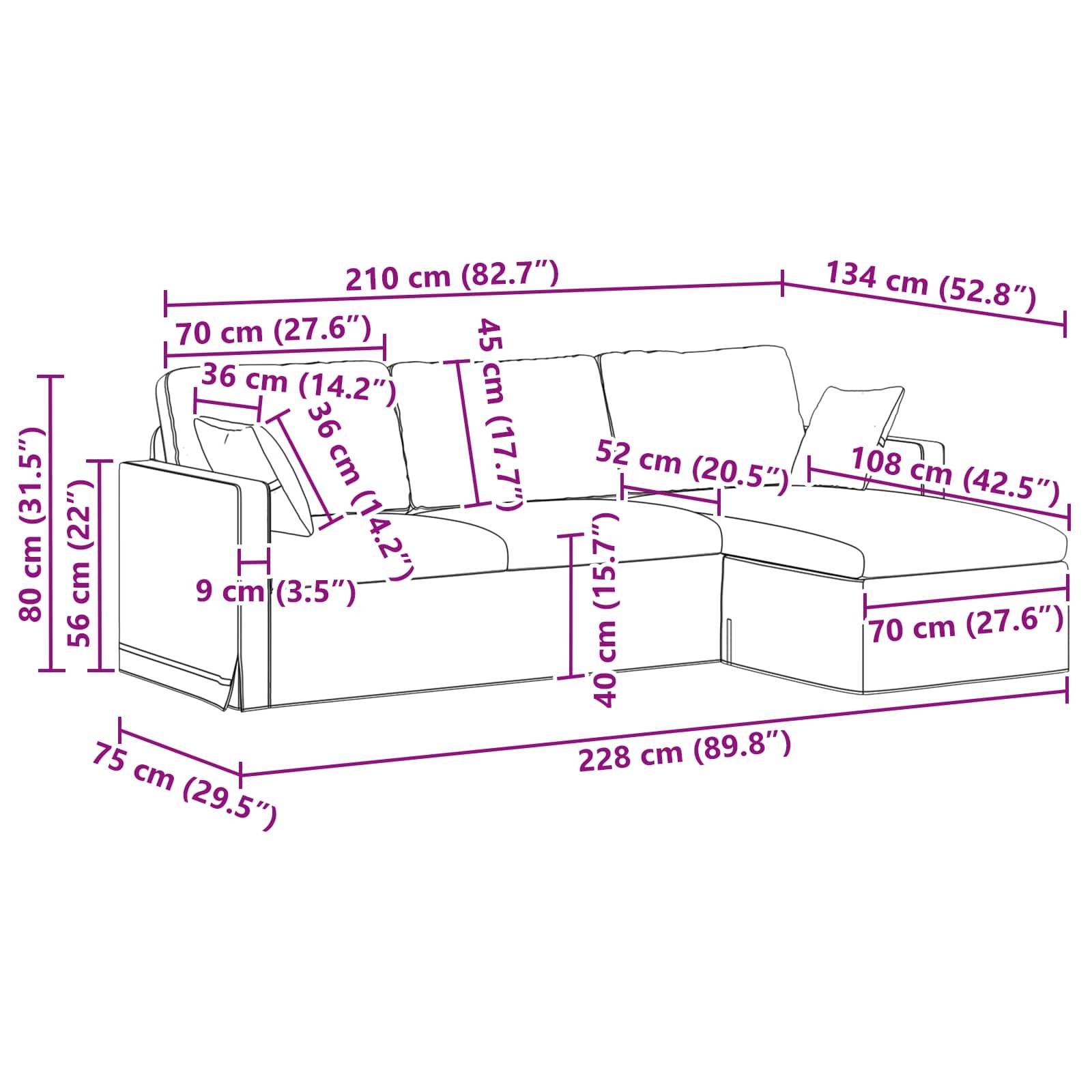 vidaXL Sofa Dunkelgrün 198 x 134 x 80 cm Samt