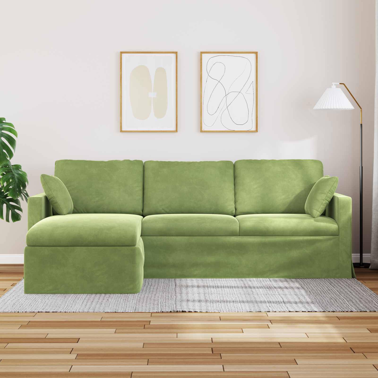 vidaXL Sofa Hellgrün 228 x 134 x 80 cm Samt