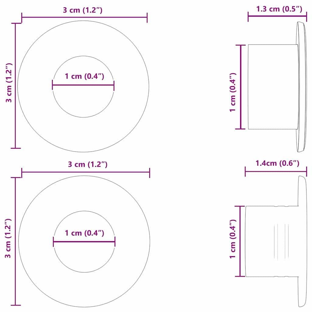 vidaXL Tischfußball Tisch-Stopper 10 pcs Schwarz 3 x 3 x 1,4 cm HIPS