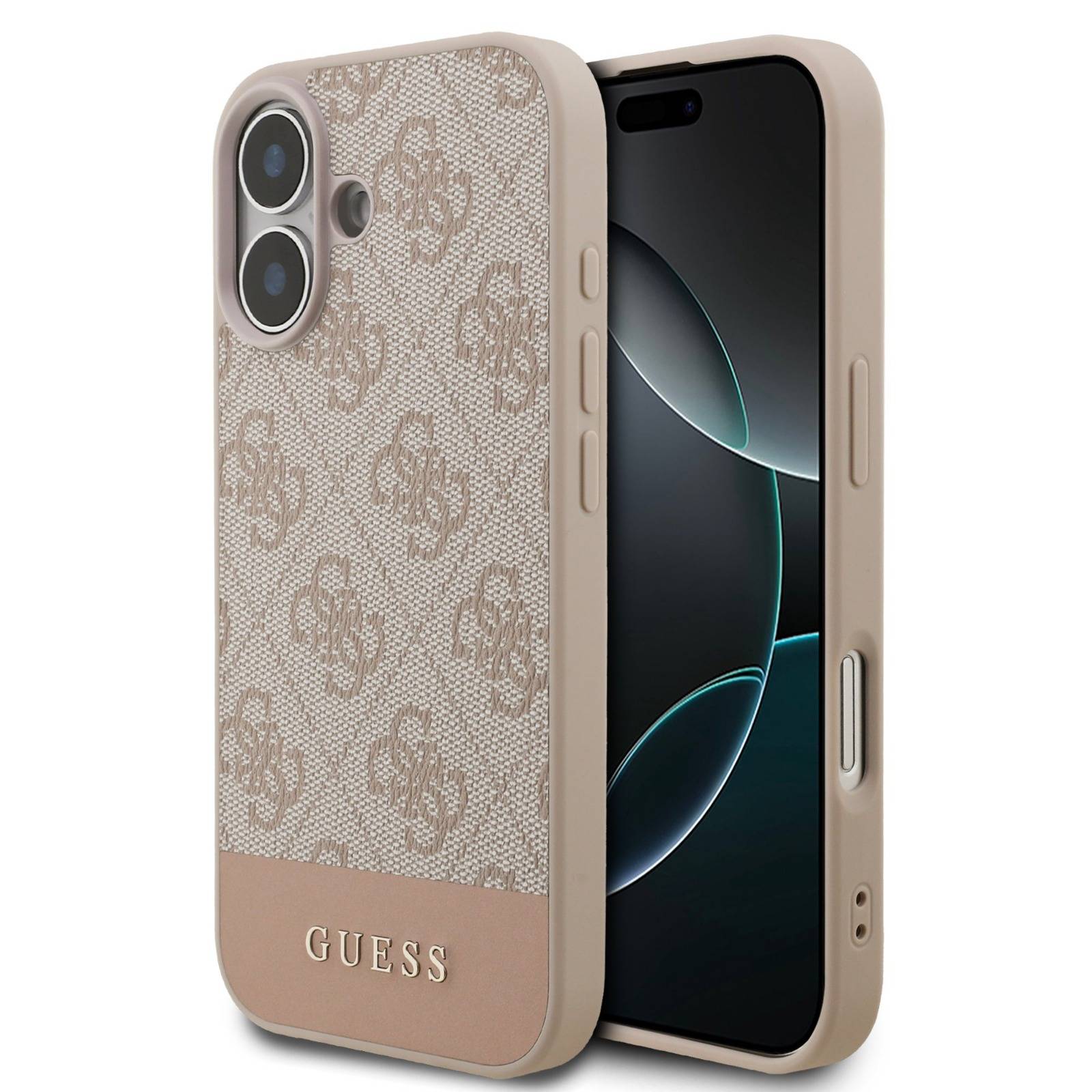Beige gemustertes iPhone-Schutzhülle mit goldenem 