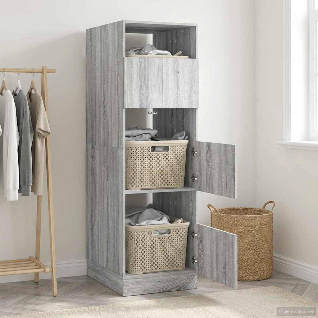vidaXL Wäscheschrank Graues Sonoma 50 x 68 x 162 cm Holzwerkstoff