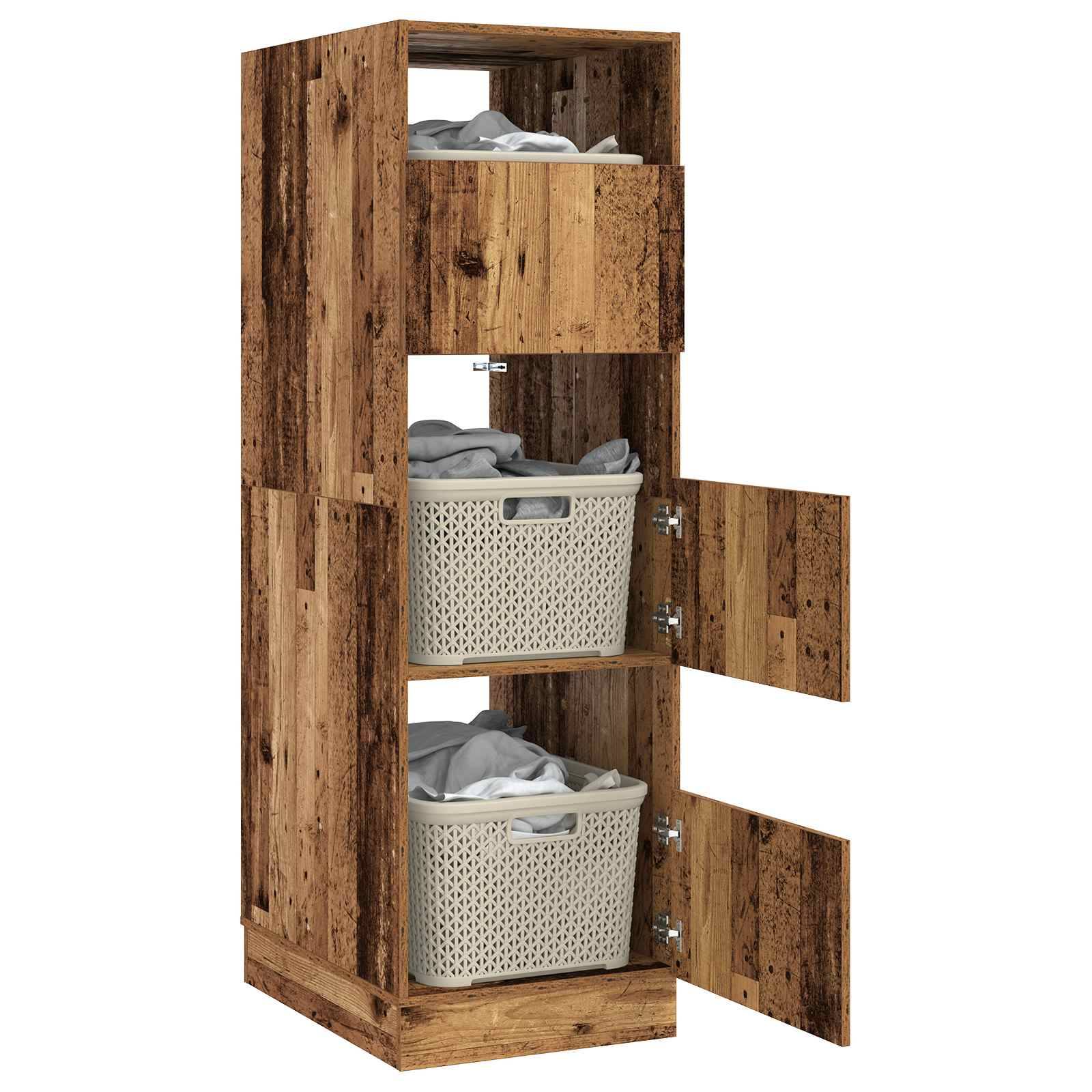 vidaXL Wäscheschrank mit Speicher mit Tür Altholz Holzwerkstoff