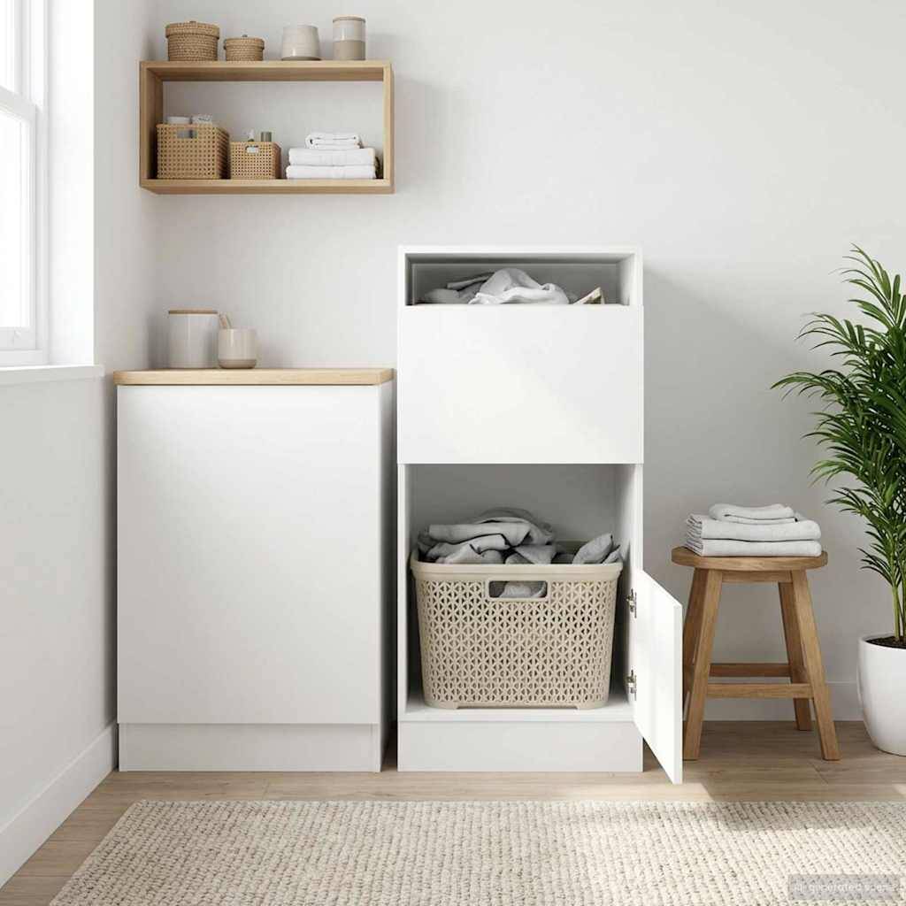 vidaXL Wäscheschrank mit Speicher Weiß 50 x 68 x 102 cm Holzwerkstoff