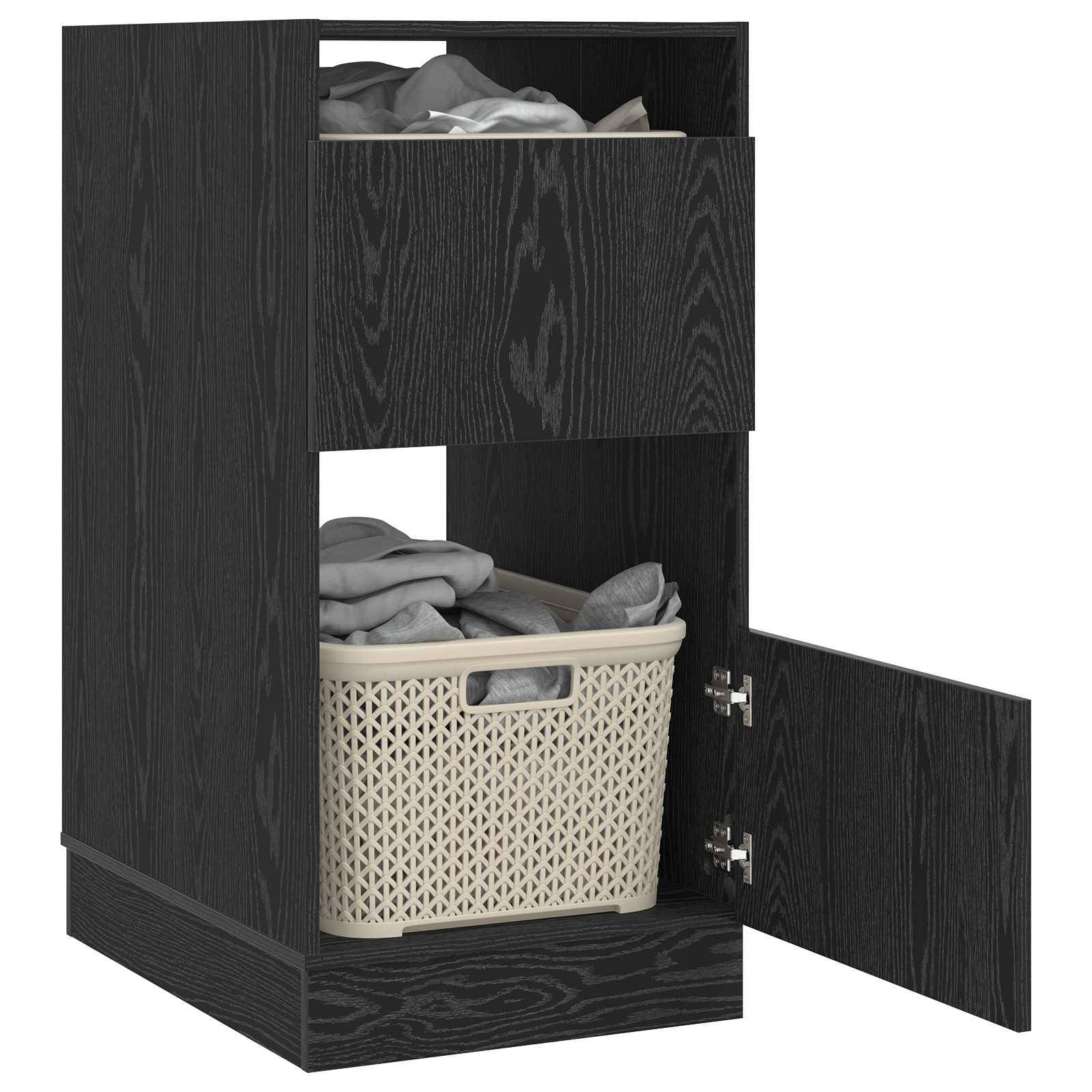 vidaXL Wäscheschrank mit Tür Schwarz Eichen-Optik 50 x 68 x 102 cm