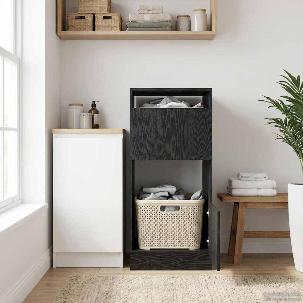 vidaXL Wäscheschrank mit Tür Schwarz Eichen-Optik 50 x 68 x 102 cm