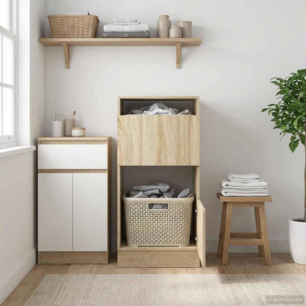 vidaXL Wäscheschrank mit Tür Sonoma 50 x 68 x 102 cm Holzwerkstoff