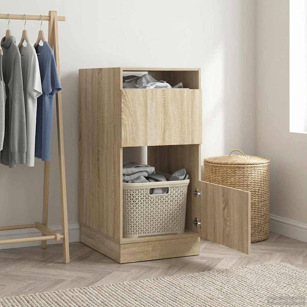 vidaXL Wäscheschrank mit Tür Sonoma 50 x 68 x 102 cm Holzwerkstoff