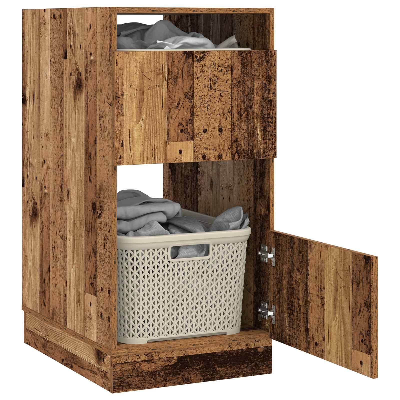 vidaXL Wäscheschrank mit Tür Altholz 50 x 68 x 102 cm Holzwerkstoff