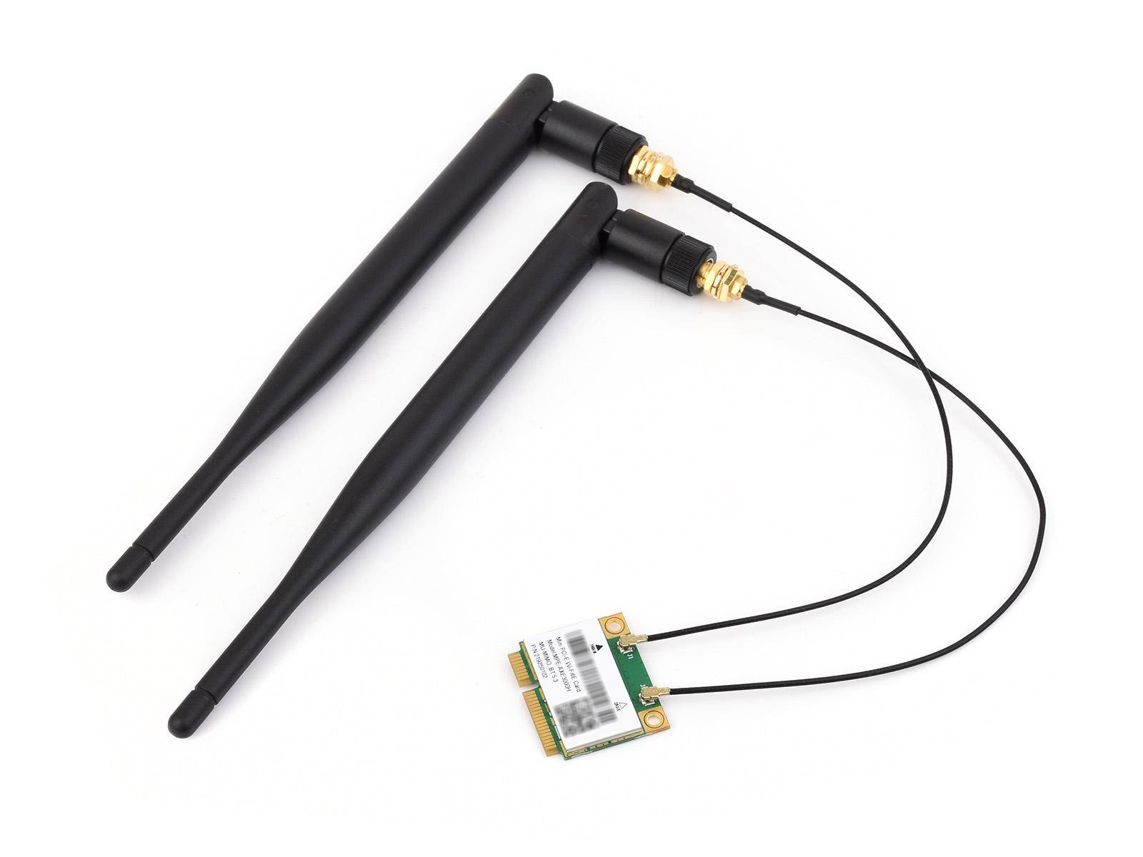 Waveshare WIFI-CARD, MiniPCIe WLAN-Modul, 2× IPEX-4 Anschlüsse - Ausführung: AX210 NIC - Band: Tri-Band Wi-Fi 6E