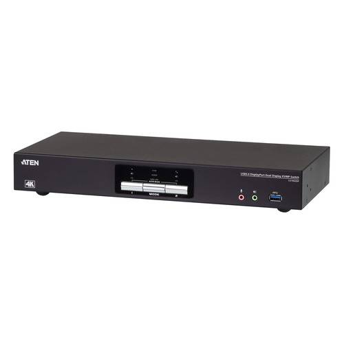 Aten KVM Multi-View Dual Display Video Switch – Gerät mit Anschlüssen für mehrere Verbindungen, die Kontrolle mehrerer Systeme ermöglicht.