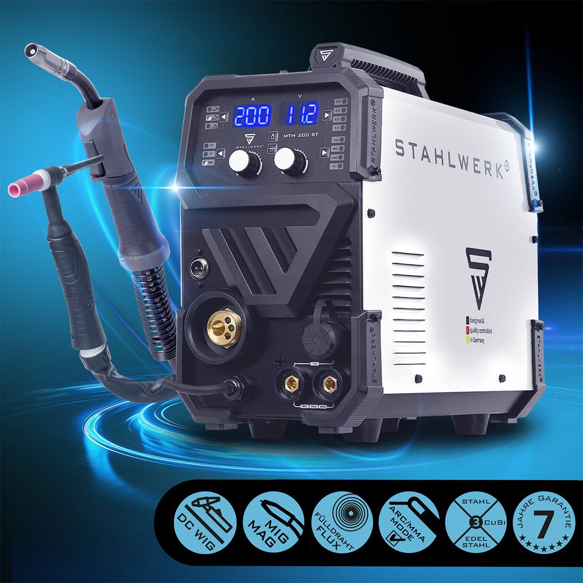 STAHLWERK Kombischweißgerät MTM 200 ST 200 A WIG MIG MAG MMA FLUX
