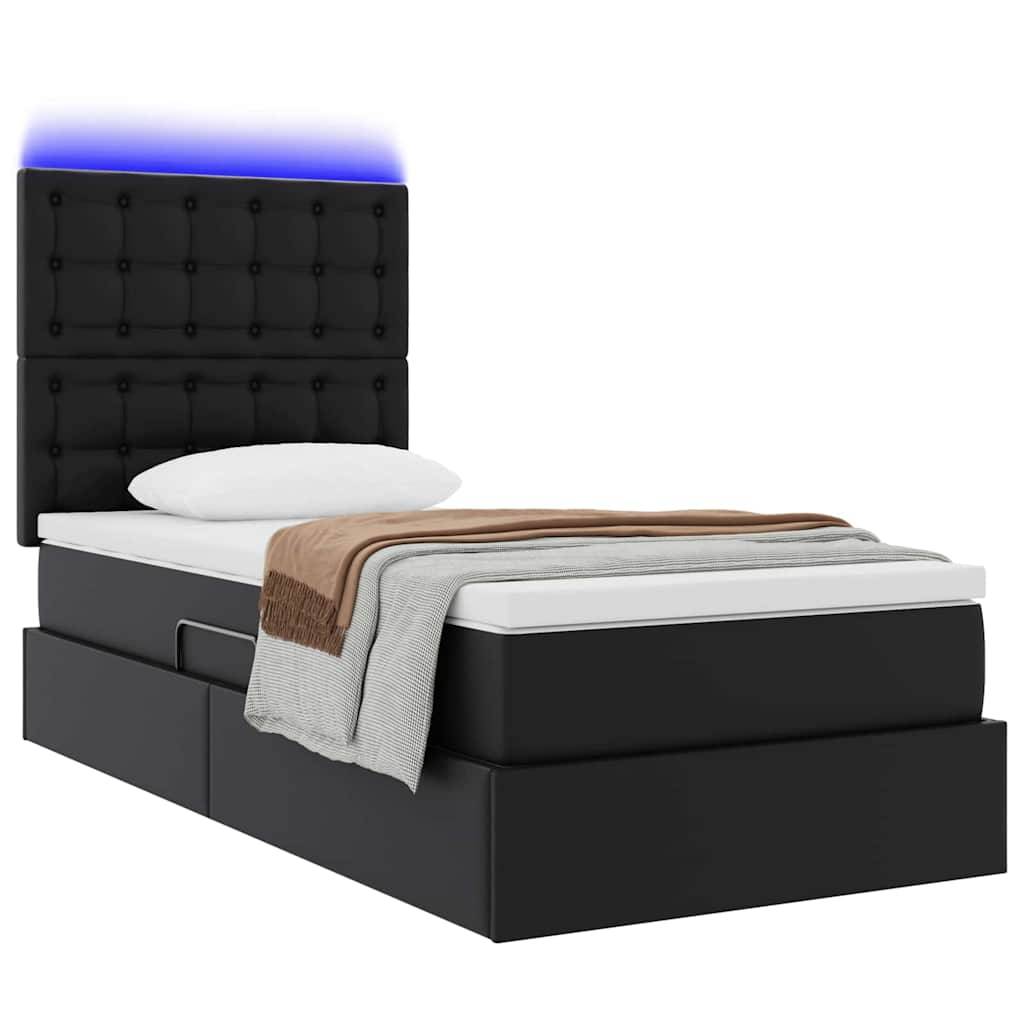 vidaXL Bett mit Stauraum und LED Schwarz 100 x 200 cm Kunstleder
