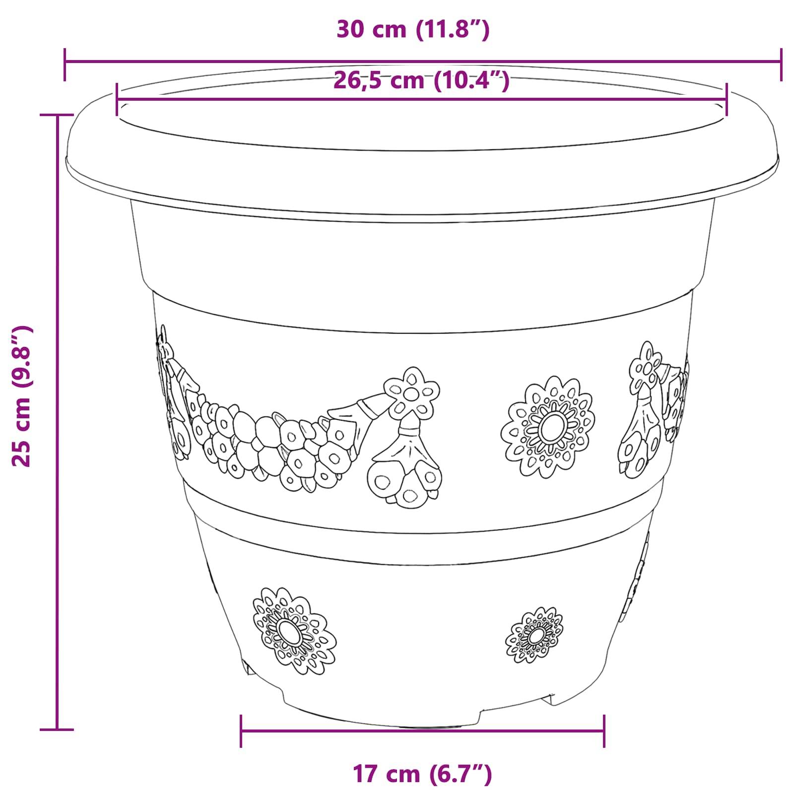 Ein dekorierter Blumentopf mit oberem Durchmesser 30 cm (11,8
