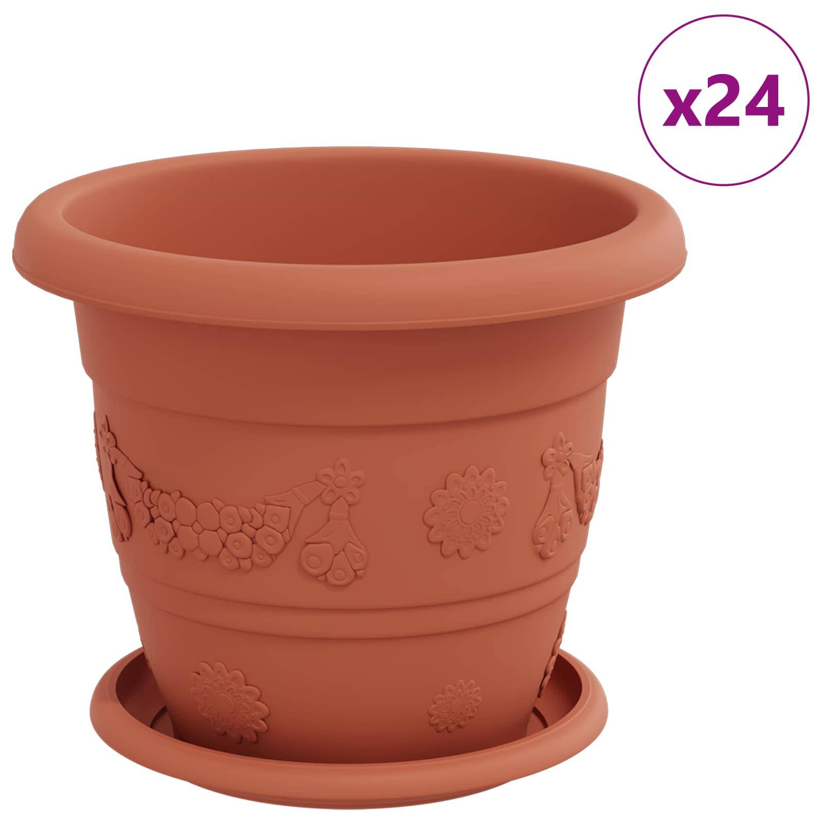 vidaXL Blumentöpfe 24 pcs Ziegelrot Ø 22 x 18 cm Kunststoff