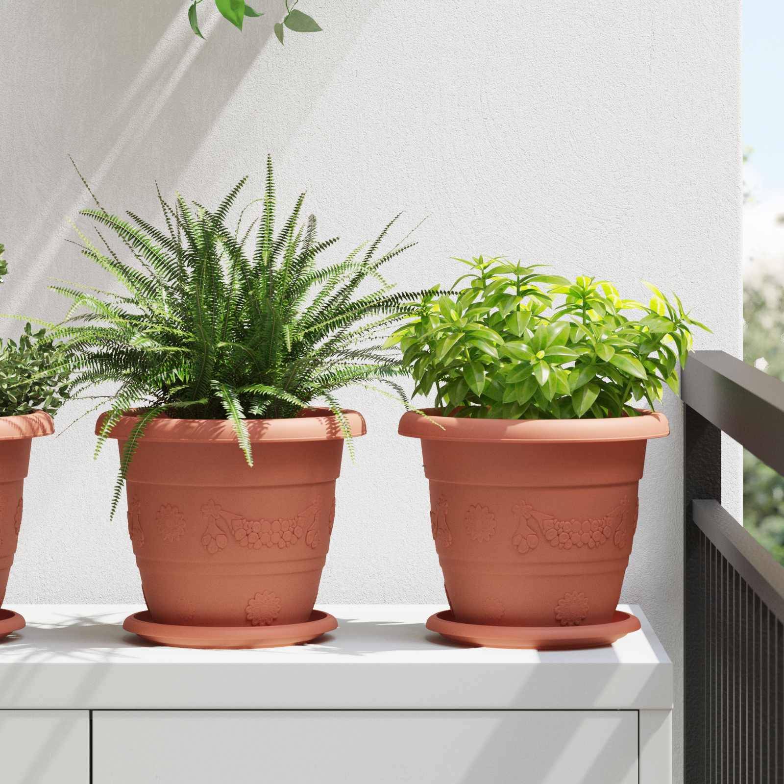 vidaXL Blumentöpfe 6 pcs Ziegelrot Ø 22 x 18 cm Kunststoff