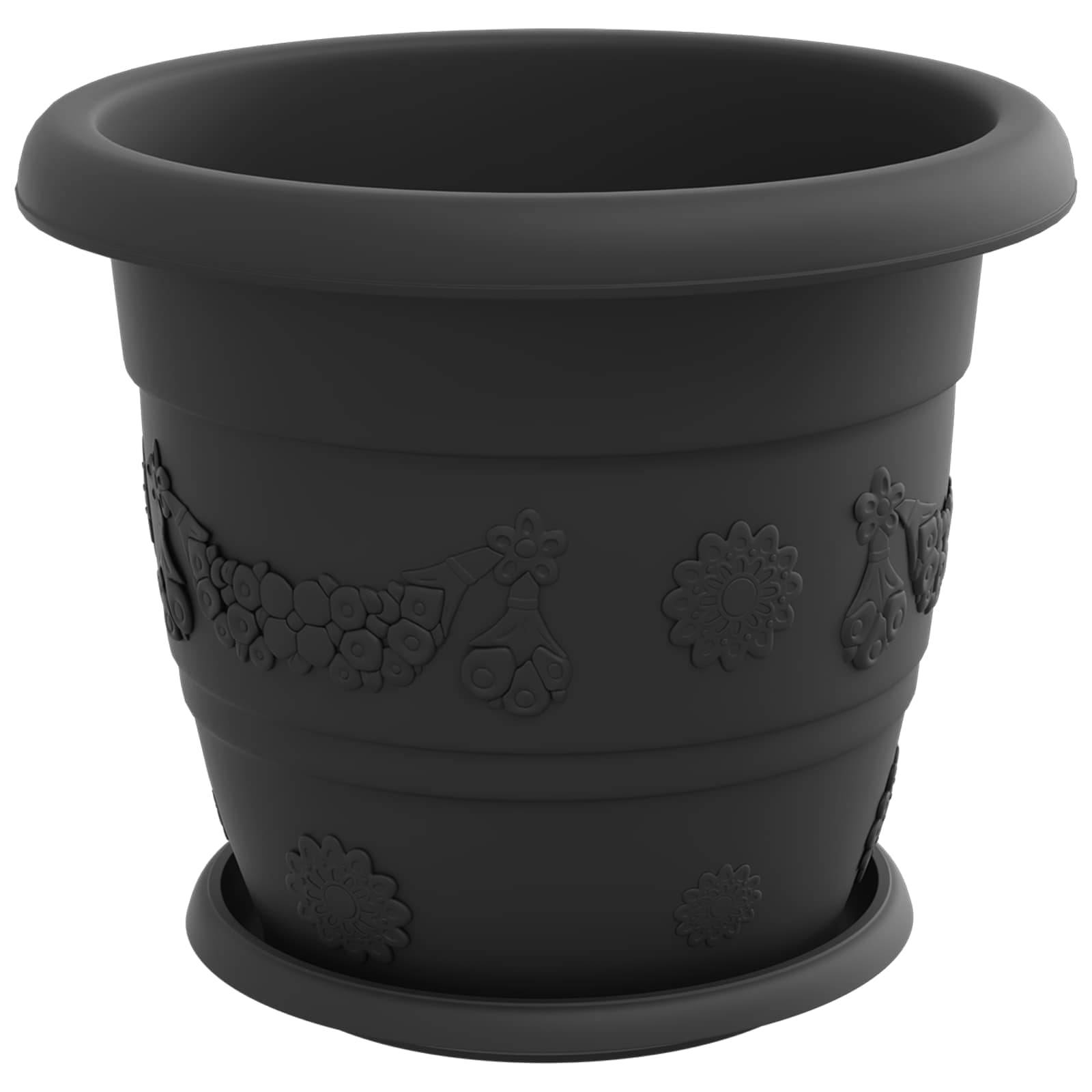 vidaXL Blumentöpfe 24 pcs Schwarz Ø 30 x 25 cm Kunststoff