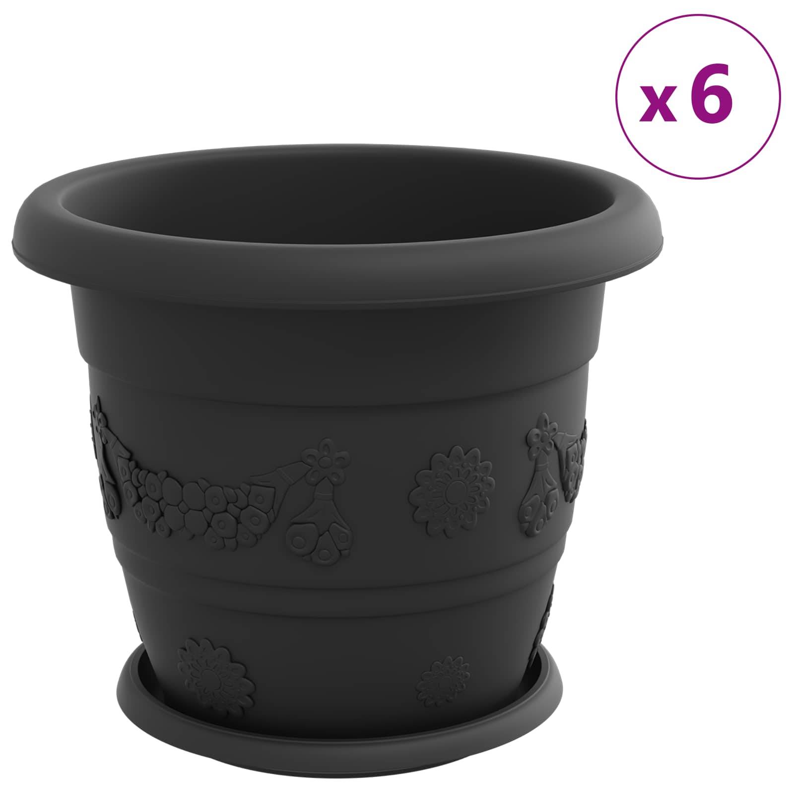vidaXL Blumentöpfe 24 pcs Schwarz Ø 30 x 25 cm Kunststoff