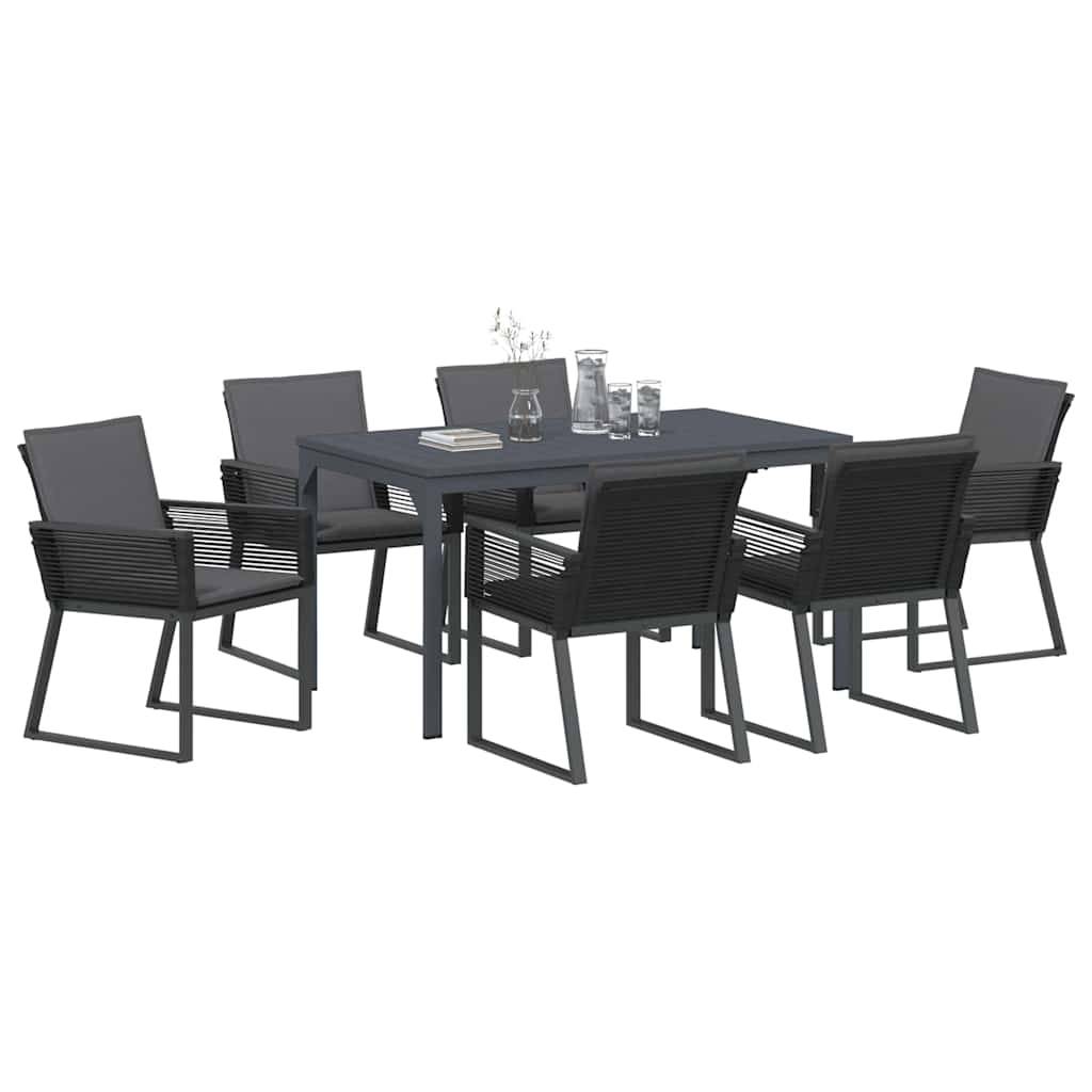 vidaXL Garten Essgruppe 7 pcs Anthrazit Poly-Rattan