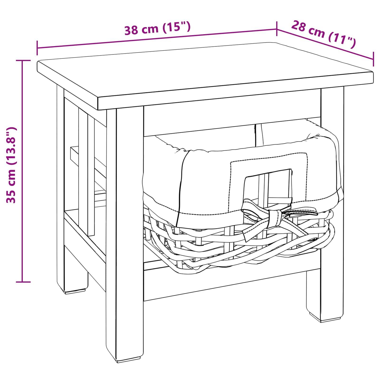 vidaXL Beistelltisch Braun 38 x 28 x 35 cm Massivholz Mahagoni
