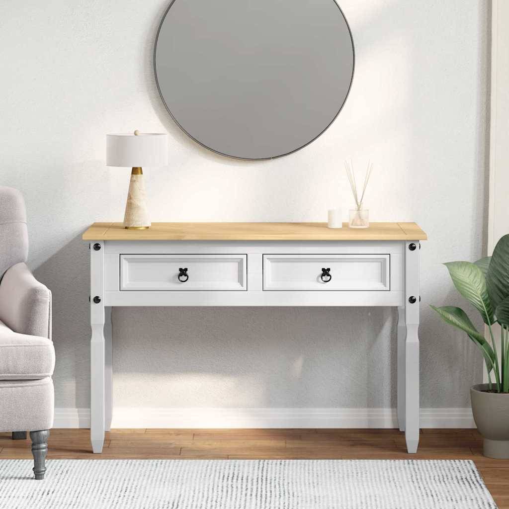 vidaXL Beistelltisch Corona Weiß 115 x 46 x 73 cm Massives Kiefernholz
