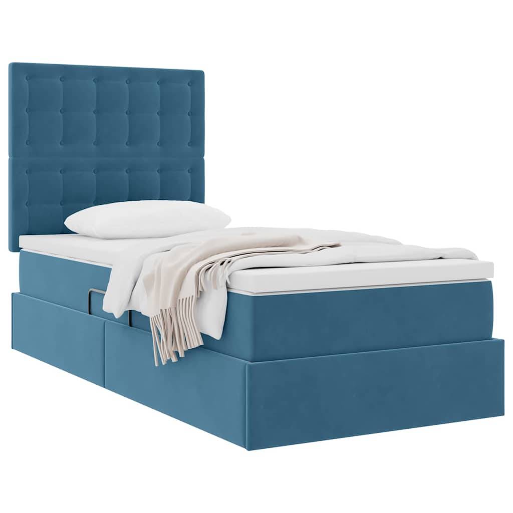 vidaXL Aufbewahrungsbett mit Matratze Dunkelblau 90 x 200 cm Samt