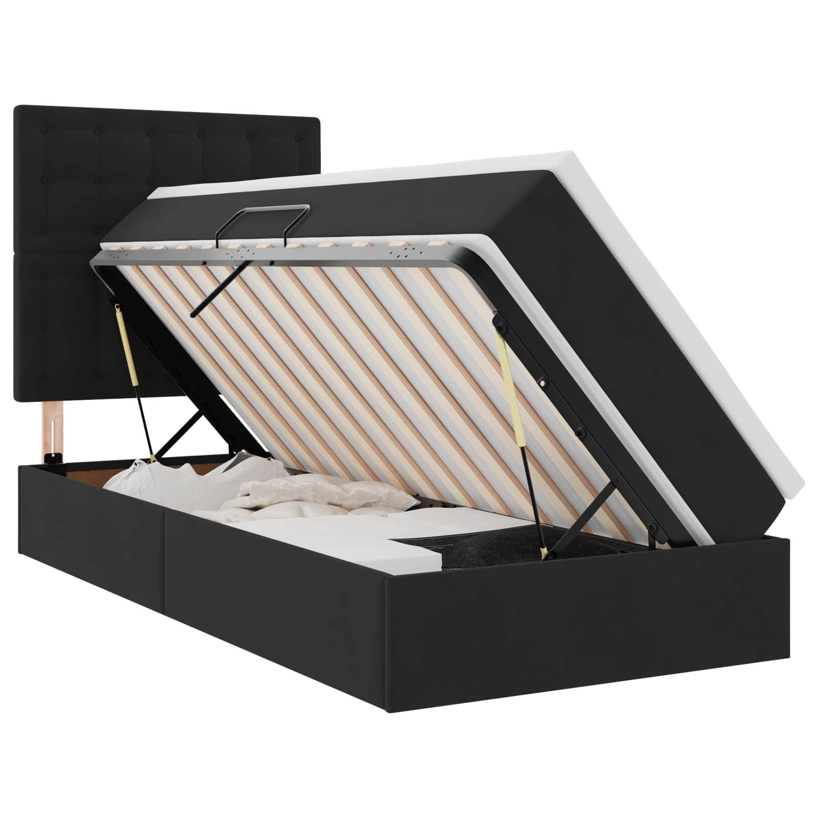 vidaXL LED-Speicherbett mit Matratze Schwarz 90 x 190 cm Samt