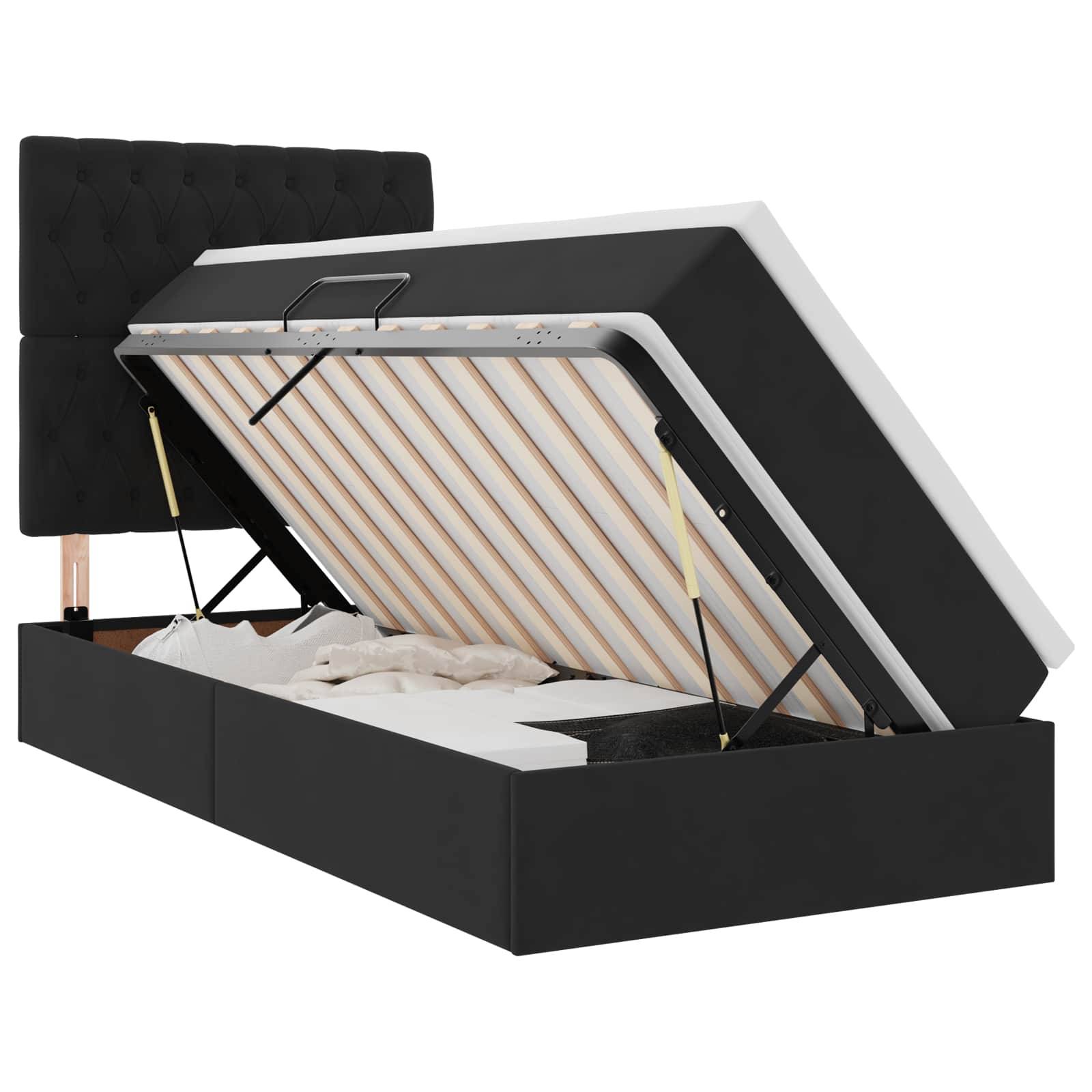 vidaXL Aufbewahrungsbett mit Matratze Schwarz 90 x 200 cm Samt