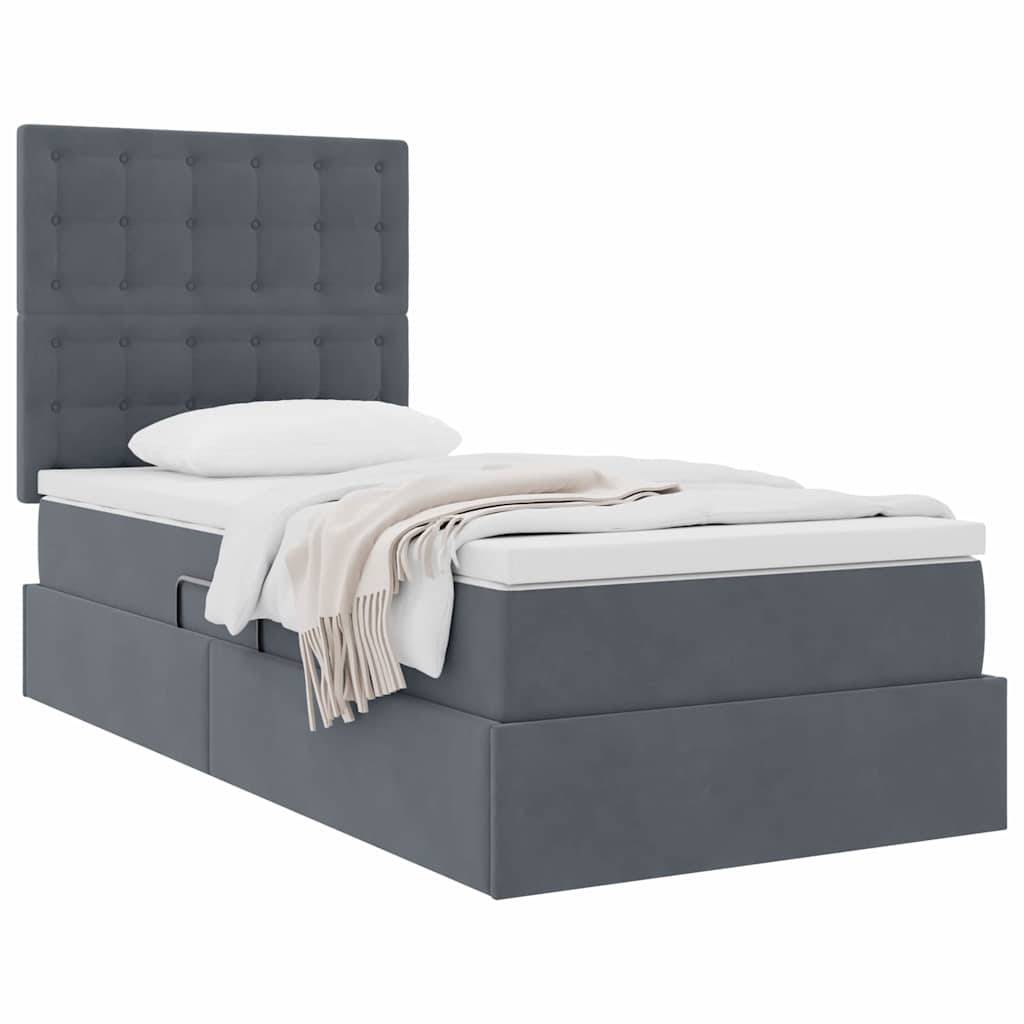 vidaXL Aufbewahrungsbett mit Matratze Dunkelgrau 100 x 200 cm Samt