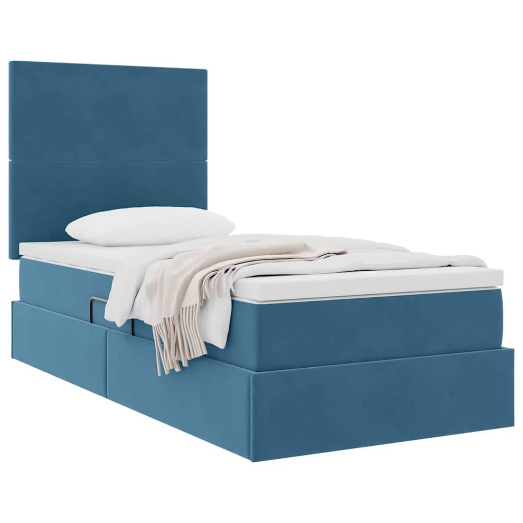 vidaXL Aufbewahrungsbett mit Matratze Dunkelblau 90 x 190 cm Samt