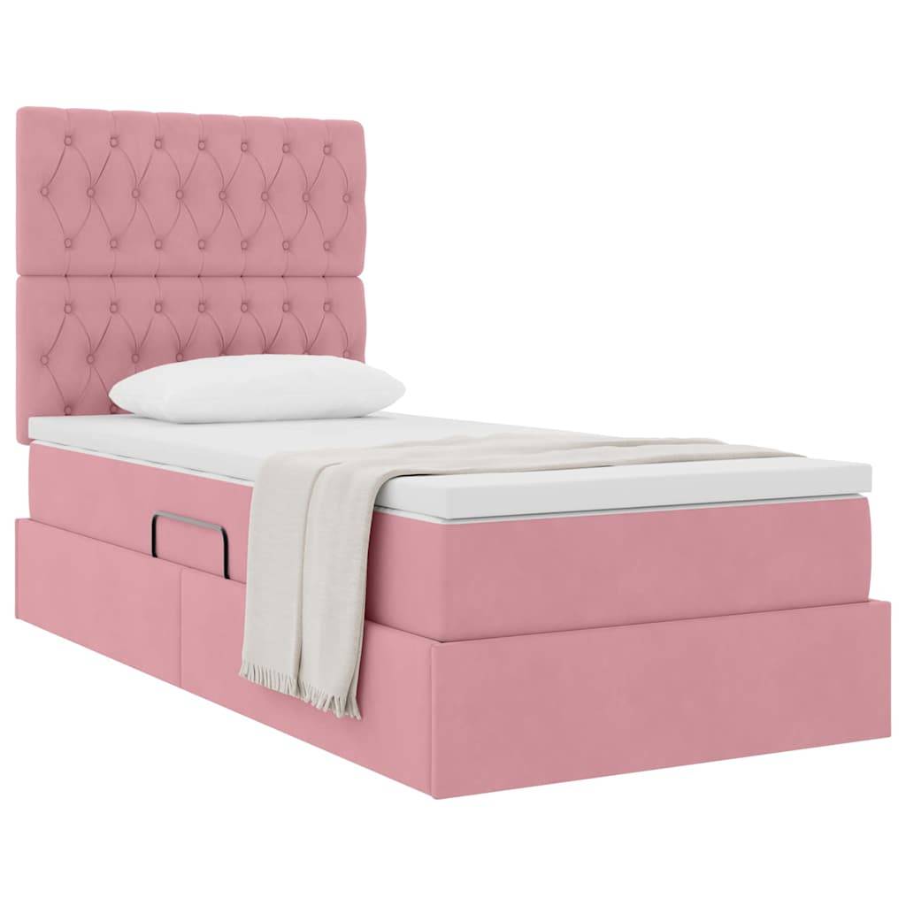 vidaXL Aufbewahrungsbett mit Matratze Rosa 90 x 190 cm Samt