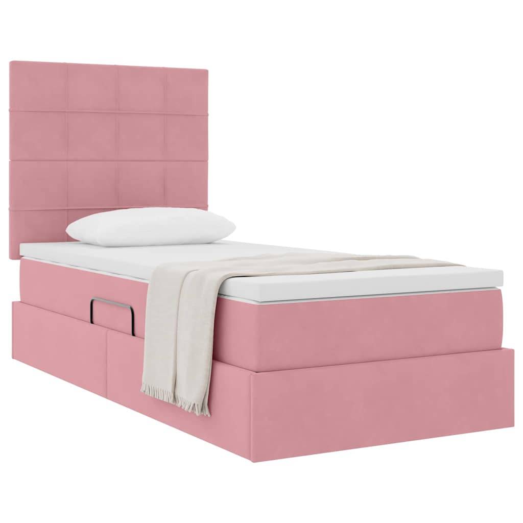 vidaXL Aufbewahrungsbett mit Matratze Rosa 90 x 200 cm Samt