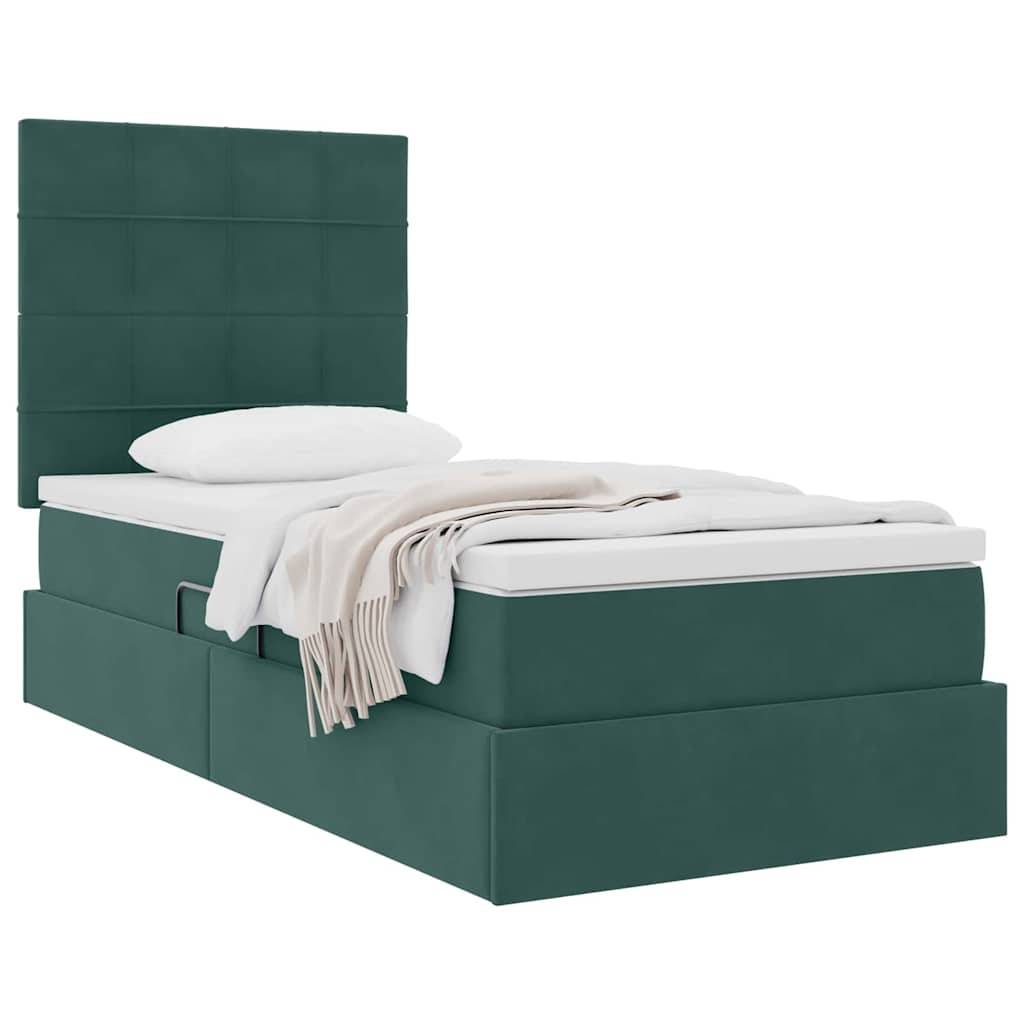 vidaXL Aufbewahrungsbett mit Matratze Dunkelgrün 90 x 200 cm Samt