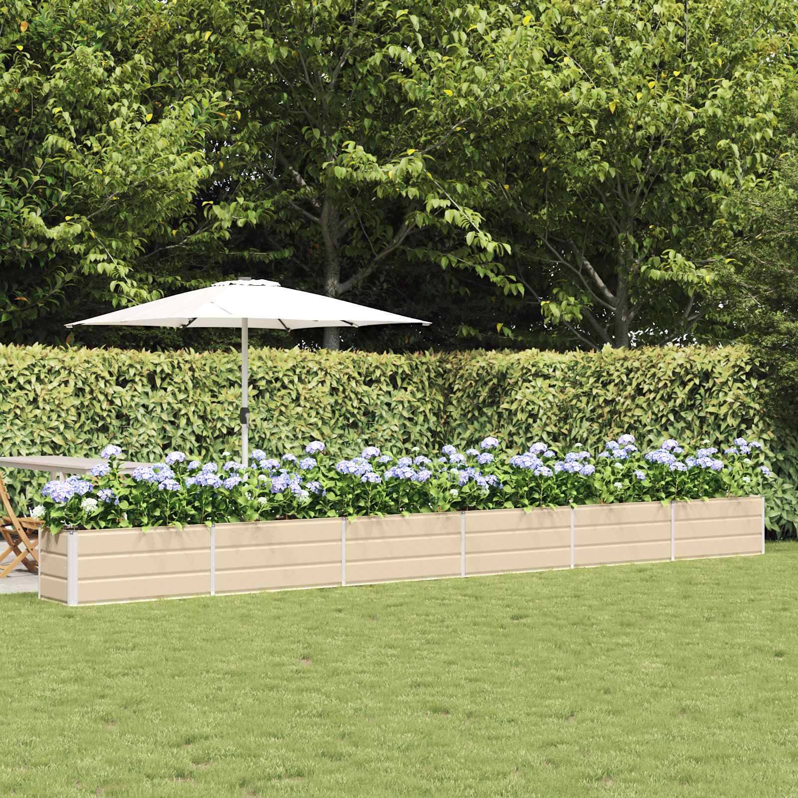 vidaXL Pflanzkübel Elfenbein 580 x 50 x 45 cm Verzinkter Stahl