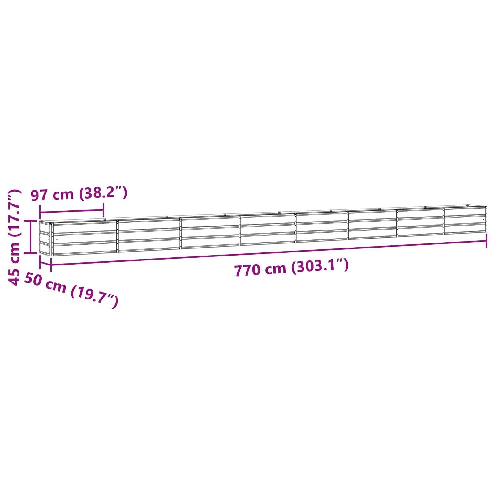 vidaXL Pflanzkübel Hellgrau 480 x 50 x 45 cm Verzinkter Stahl