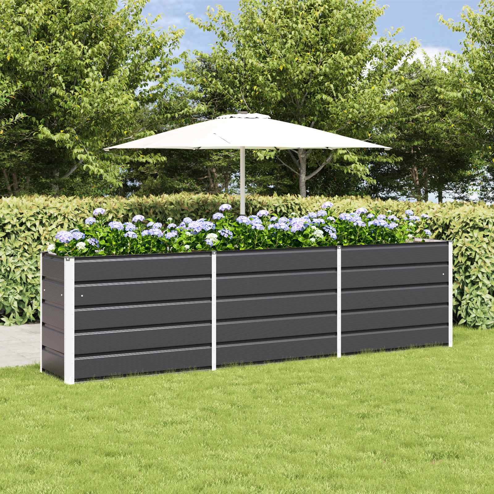 vidaXL Pflanzkübel Anthrazit 290 x 50 x 75 cm Verzinkter Stahl