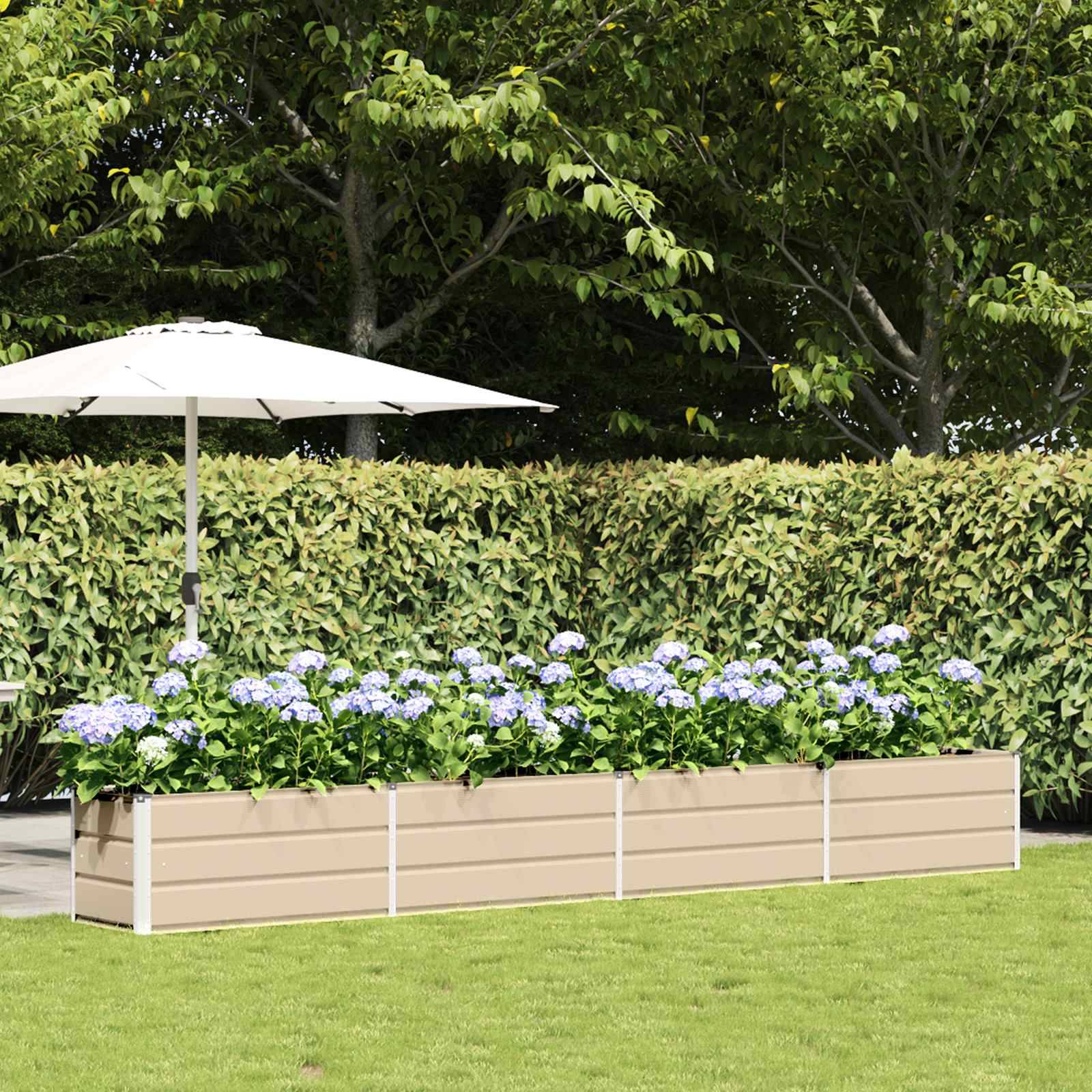 vidaXL Pflanzkübel Elfenbein 480 x 50 x 45 cm Verzinkter Stahl