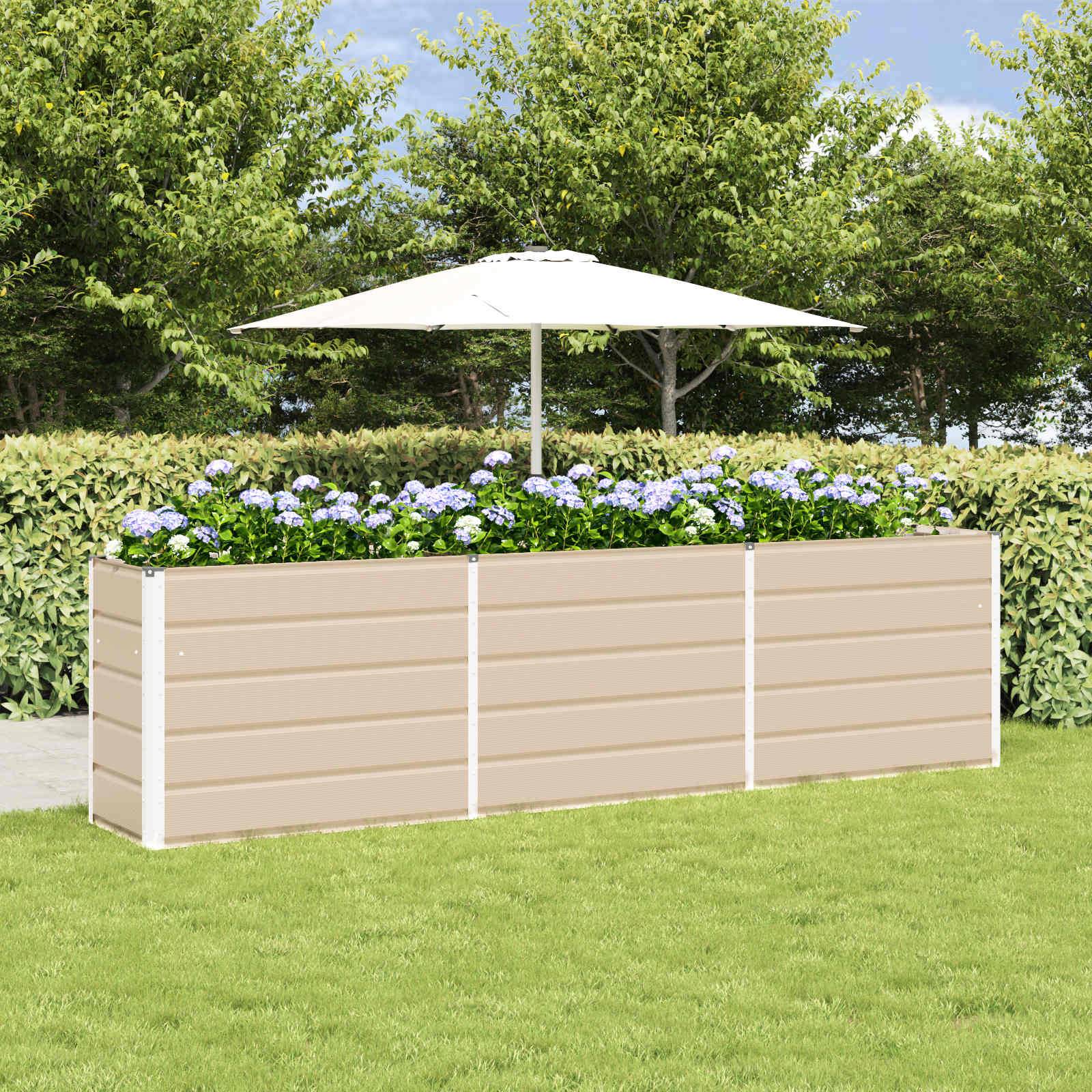 vidaXL Pflanzkübel Elfenbein 290 x 90 x 75 cm Verzinkter Stahl