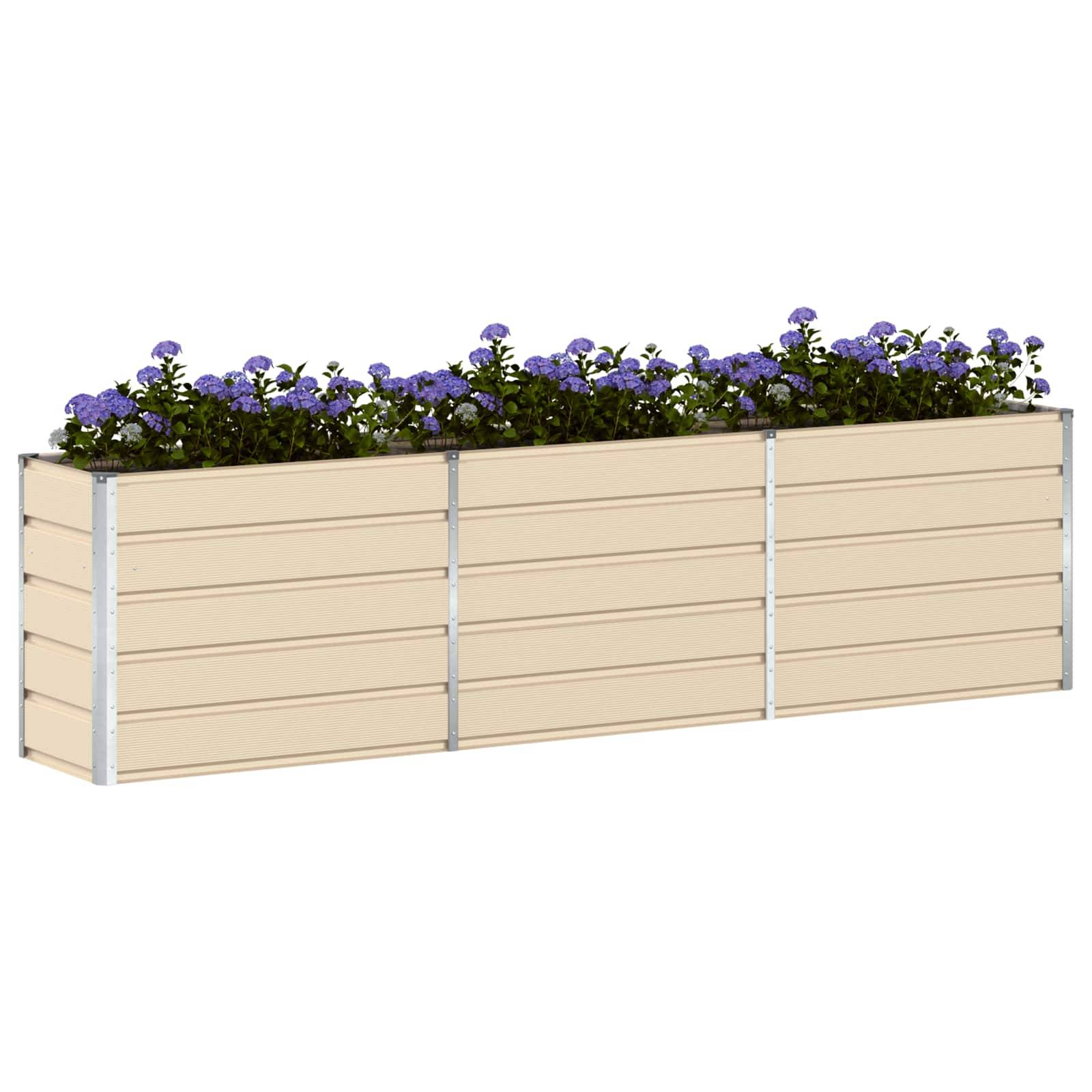 vidaXL Pflanzkübel Elfenbein 290 x 90 x 75 cm Verzinkter Stahl