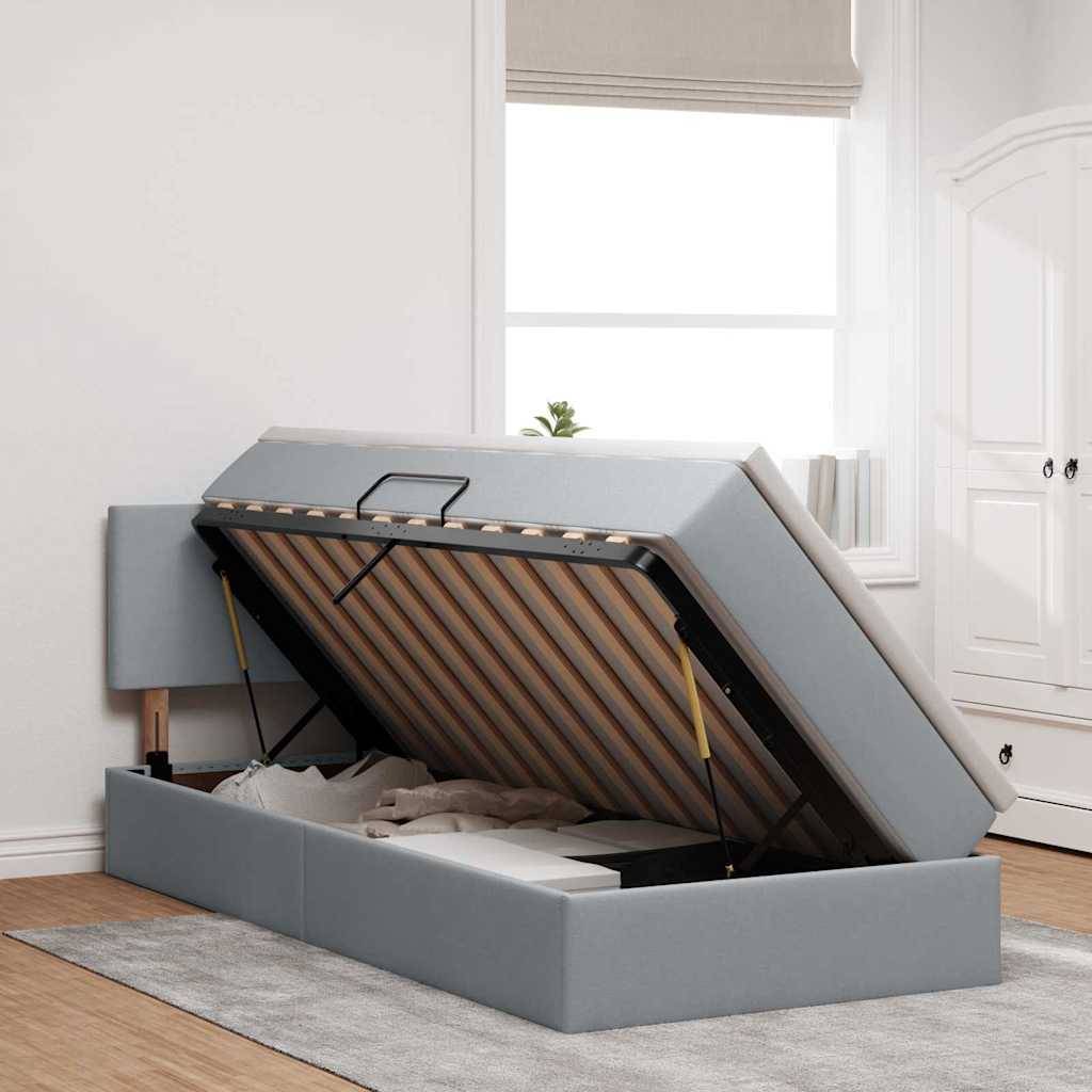 vidaXL Aufbewahrungsbett mit Matratze Hellgrau 100 x 200 cm