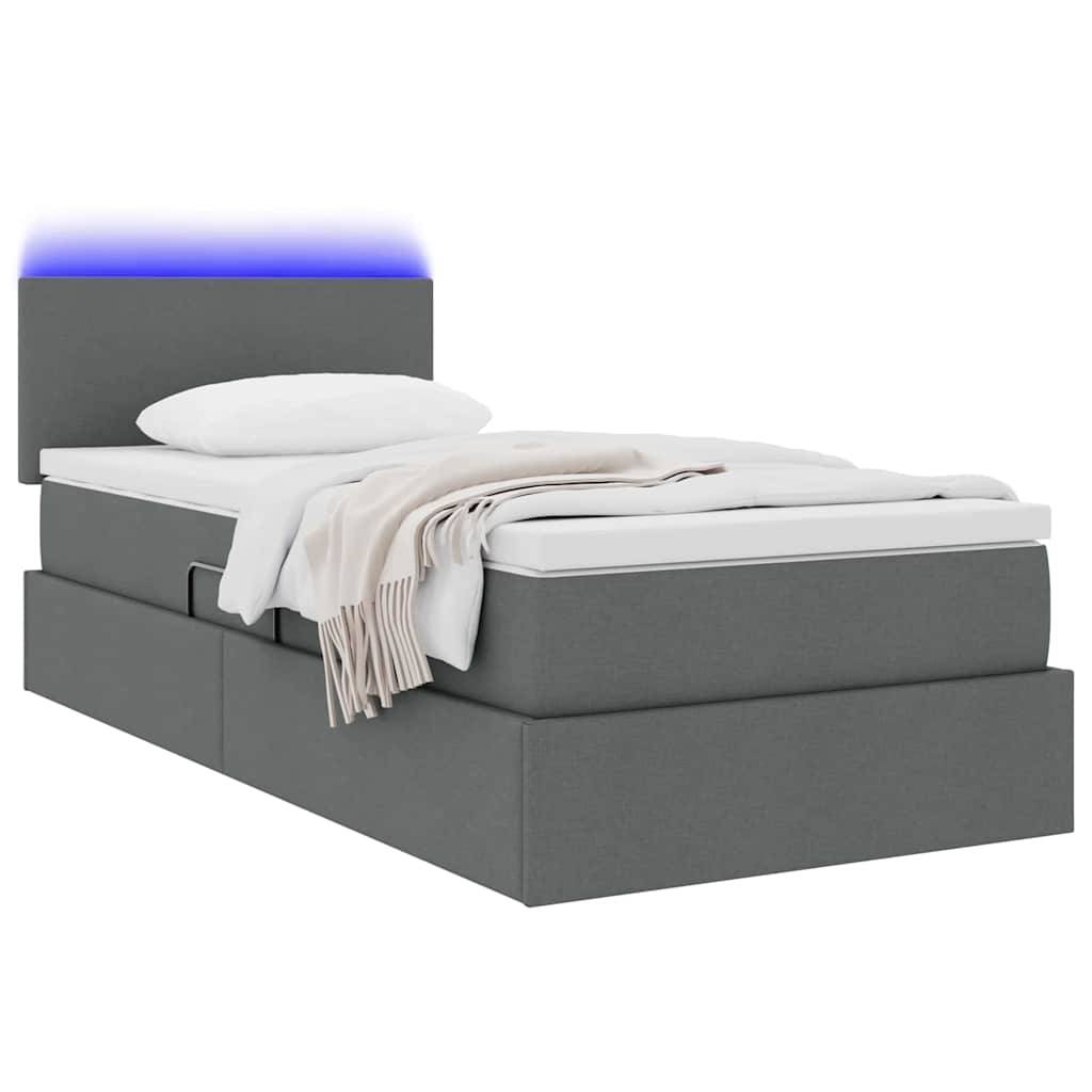 vidaXL Bett mit Stauraum und LED mit LED Dunkelgrau 100 x 200 cm Stoff