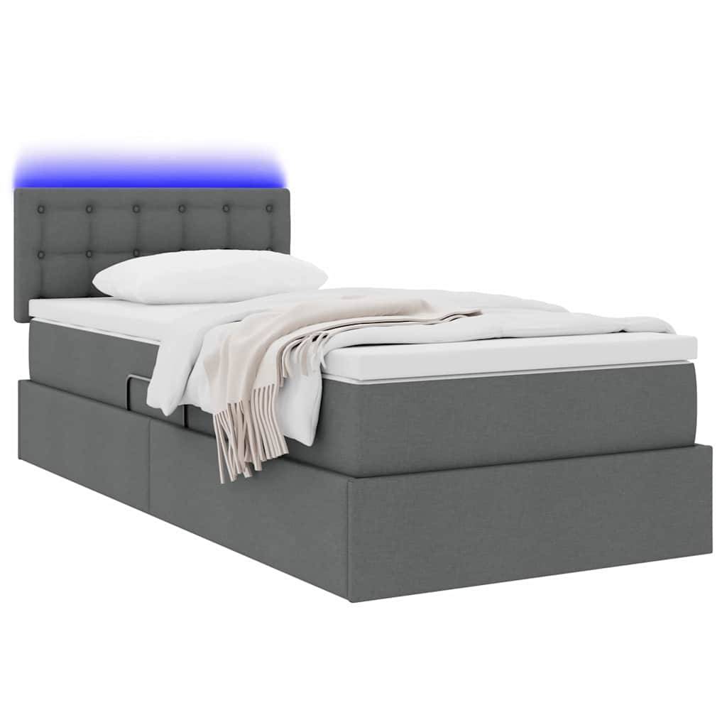vidaXL LED-Speicherbett mit Matratze Dunkelgrau 100 x 200 cm Stoff