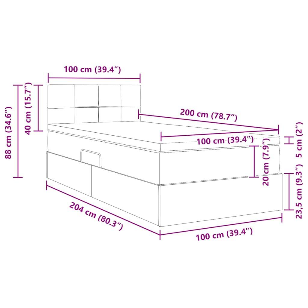 vidaXL Aufbewahrungsbett mit Matratze Dunkelblau 100 x 200 cm Samt