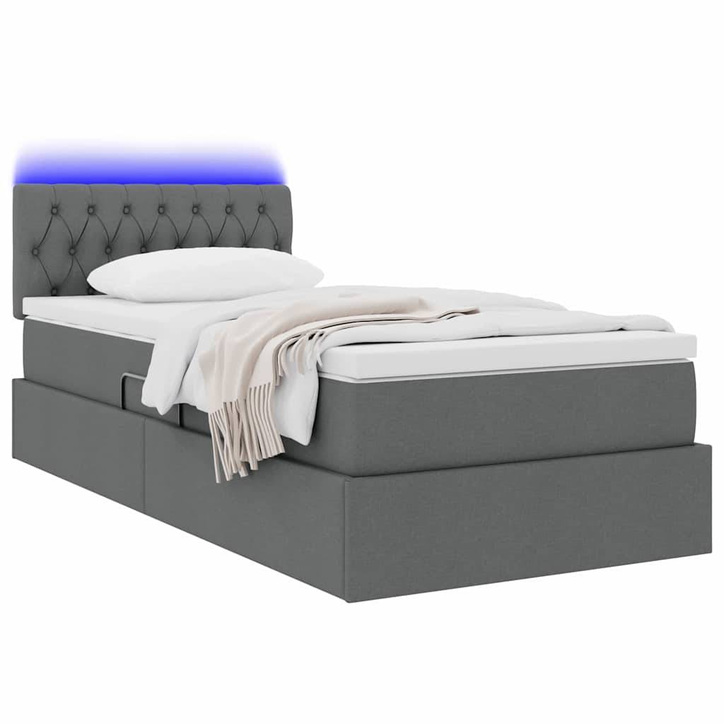 vidaXL LED-Speicherbett mit Matratze Dunkelgrau 100 x 200 cm Stoff