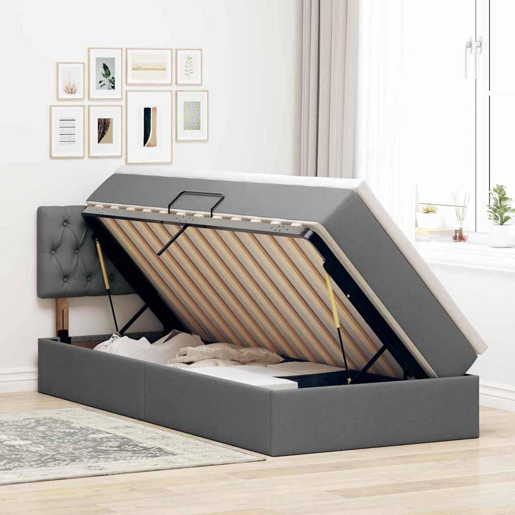 vidaXL Aufbewahrungsbett mit Matratze Dunkelgrau 100 x 200 cm