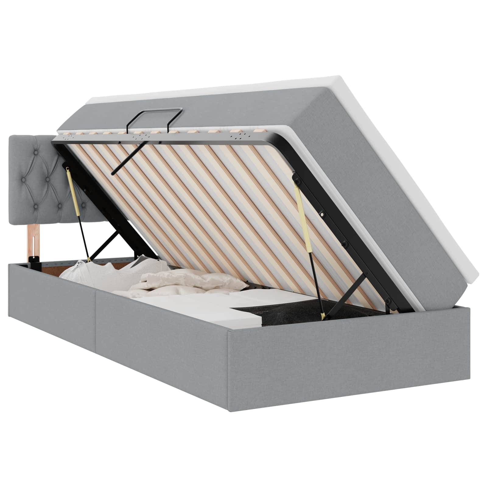 vidaXL Aufbewahrungsbett mit Matratze Hellgrau 90 x 200 cm
